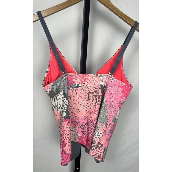 Tankini Top Swimwear Babydoll Layer Pink Gray White Adjustable Size Medium Vacay - Picture 4 of 6